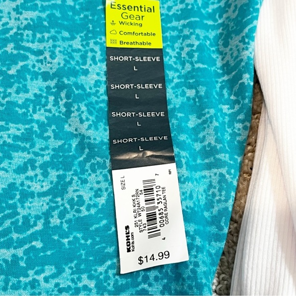 Share Tek Gear Women's Essential T-Shirt Raglan Tee Sz L Aqua Burnout White NEW - Picture 4 of 7